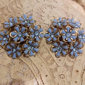 VINTAGE LIGHT BLUE FLORAL EARRINGS